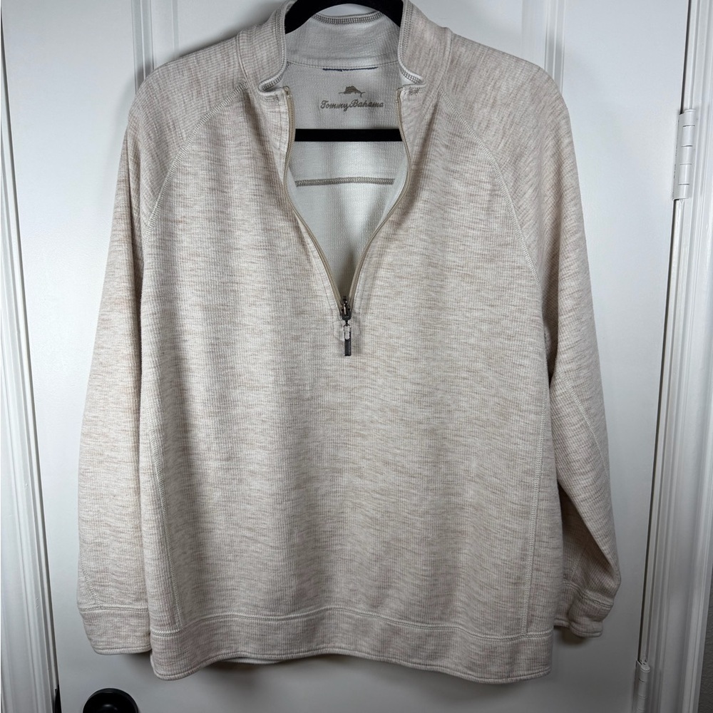 Tommy Bahama Men's Beige Zip-Up Sweater